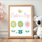 Frühlingsblumen Pink Butterfly Baby Room Poster