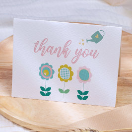 Frühlingsblumen Pink Butterfly Girl Babydusche Dankeskarte