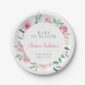Frühlingsblumen Pink Circle Girl Babydusche Pappteller (Vorderseite)