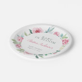 Frühlingsblumen Pink Circle Girl Babydusche Pappteller (Schrägansicht)