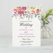 Frühlingsblumen Pink Peach Hochzeit Einladung (Stehend Vorderseite)