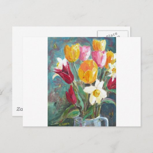 Frühlingsblumen Postkarte (Vorne/Hinten)