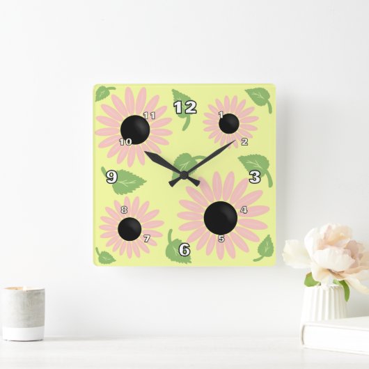 Frühlingsblumen Quadratische Wanduhr (Zuhause)