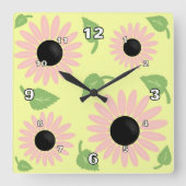 Frühlingsblumen Quadratische Wanduhr (Vorderseite)