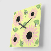 Frühlingsblumen Quadratische Wanduhr (Winkel)