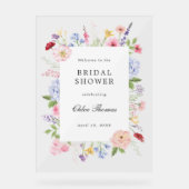 Frühlingsblumen-Rahmen Brautparty Acrylschild (Vorderseite)