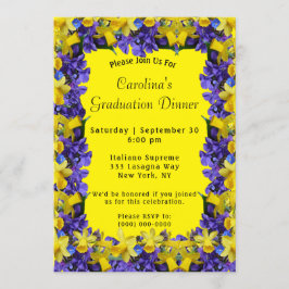 Frühlingsblumen Rahmen Gelbes Abendessen Abschluss Einladung