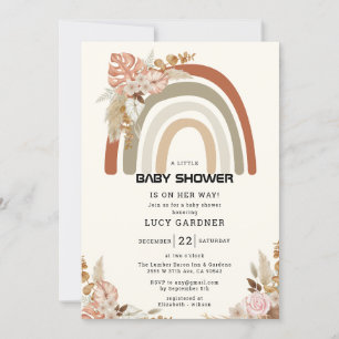 Frühlingsblumen   Rainbow Simple Girl Baby Dusche Einladung