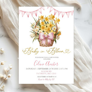 Frühlingsblumen-Rosa-Coquette-Baby-Party Einladung