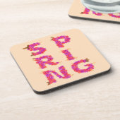 Frühlingsblumen Rosa Getränkeuntersetzer (Linke Seite)