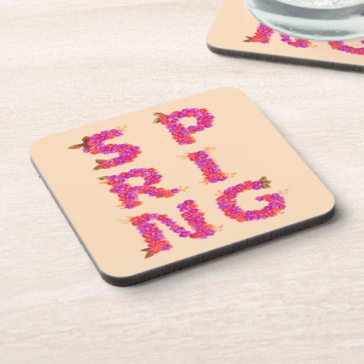 Frühlingsblumen Rosa Getränkeuntersetzer (Linke Seite)