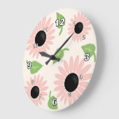 Frühlingsblumen Rosa Große Wanduhr (Winkel)