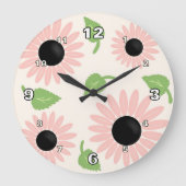 Frühlingsblumen Rosa Große Wanduhr (Vorderseite)