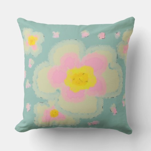 Frühlingsblumen (rosa/grün) kissen (Vorderseite)
