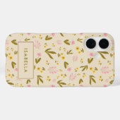 Frühlingsblumen Rosa Grüner Individuelle Name Case-Mate iPhone Hülle (Rückseite (Horizontal))
