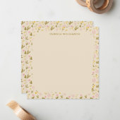 Frühlingsblumen Rosa Grüner Individuelle Name Mitteilungskarte (Vorderseite/Rückseite Beispiel)