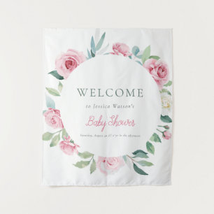 Frühlingsblumen Rosa Kreis Mädchen Babyparty Wandteppich