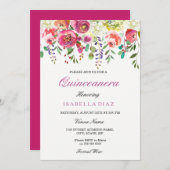 Frühlingsblumen Rosa Pfirsich Quinceanera Einladun Einladung (Vorne/Hinten)