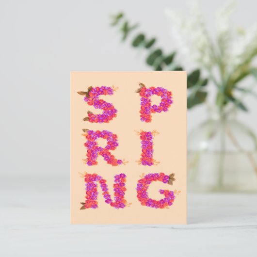 Frühlingsblumen Rosa Postkarte (Stehend Vorderseite)