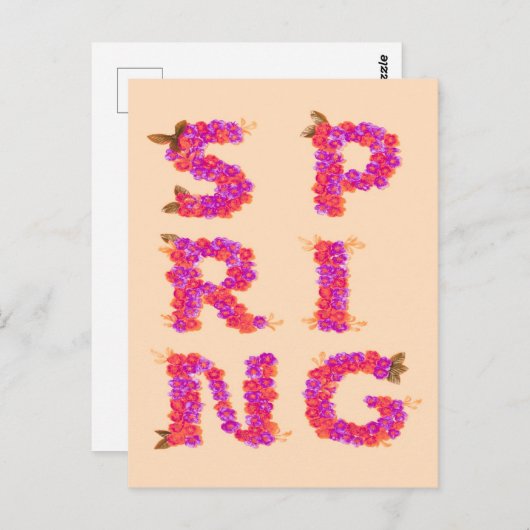 Frühlingsblumen Rosa Postkarte (Vorne/Hinten)