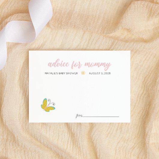 Frühlingsblumen Rosa Schmetterling Babyduschenempf Mitteilungskarte