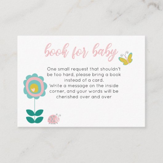 Frühlingsblumen Rosa Schmetterling Girl Books for Begleitkarte (Vorderseite)