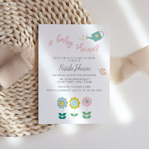 Frühlingsblumen Rosa Schmetterling Mädchen Babypar Einladung