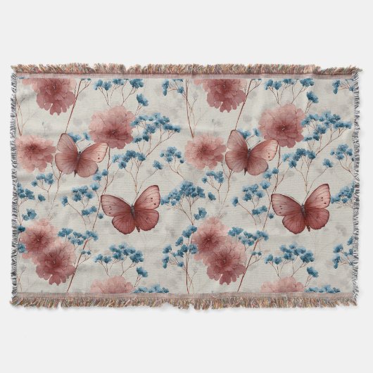 Frühlingsblumen & rosa Schmetterlinge im Vintage-S Decke (Vorderseite)