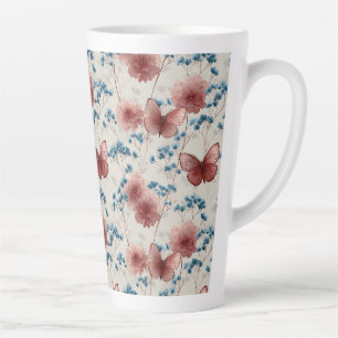 Frühlingsblumen & rosa Schmetterlinge im Vintage-S Milchtasse