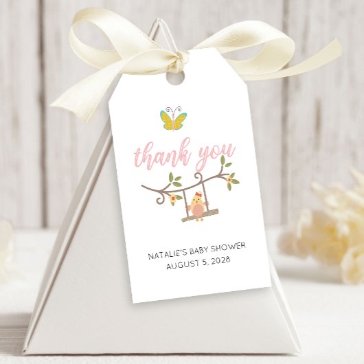 Frühlingsblumen Rosa Schmetterlingsdusche Geschenkanhänger