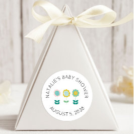 Frühlingsblumen Rosa Schmetterlingsdusche Runder Aufkleber