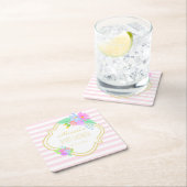 Frühlingsblumen Rosa Streifen Kinderdusche Unterse Rechteckiger Pappuntersetzer (Vor Ort)