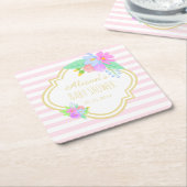 Frühlingsblumen Rosa Streifen Kinderdusche Unterse Rechteckiger Pappuntersetzer (angewinkelt)