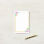 Frühlingsblumen Rosa Streifen Post-it®-Hinweise 4  Post-it Klebezettel (Auf Schreibtisch)