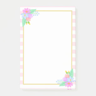 Frühlingsblumen Rosa Streifen Post-it®-Hinweise 4  Post-it Klebezettel