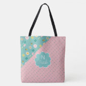 Frühlingsblumen Rosa Trendy Anfangsname Monogram Tasche (Vorderseite)