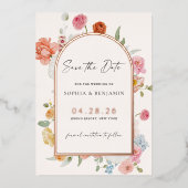 Frühlingsblumen Rose Gold Save The Date Karte (Vorderseite)