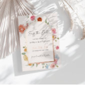 Frühlingsblumen Rose Gold Save The Date Karte