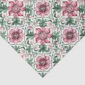 Frühlingsblumen Rot Grün Fliesenmuster Decoupage Seidenpapier (Ausschnitt)
