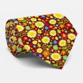 Frühlingsblumen - Rotes Braun Krawatte (Gerollt)