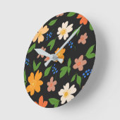 Frühlingsblumen Runde Wanduhr (Winkel)
