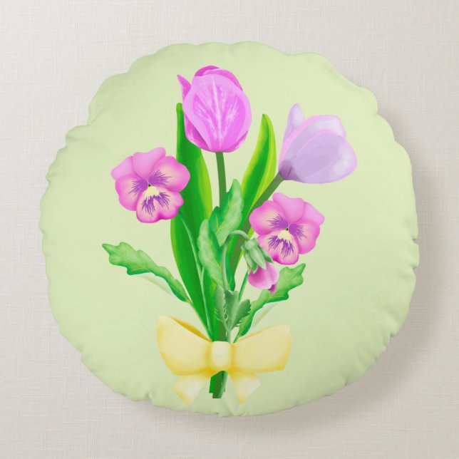 Frühlingsblumen Rundes Kissen (Vorderseite)