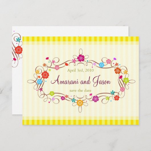 Frühlingsblumen Save the Date Postkarte (Vorne/Hinten)