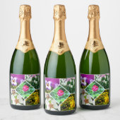 Frühlingsblumen Schaumweinetikett (Flaschen)