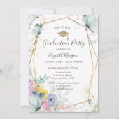 Frühlingsblumen, Schmetterlinge, Grad Kappe, Absch Einladung (Vorderseite)