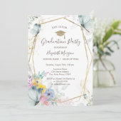 Frühlingsblumen, Schmetterlinge, Grad Kappe, Absch Einladung (Stehend Vorderseite)