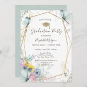 Frühlingsblumen, Schmetterlinge, Grad Kappe, Absch Einladung (Vorne/Hinten)