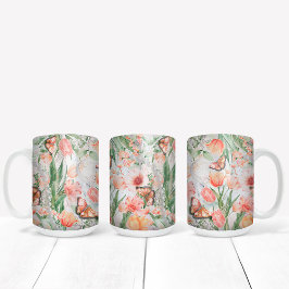 Frühlingsblumen Schmetterlinge Kaffeetasse