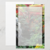 Frühlingsblumen schmücken einen alten Traktor. Briefpapier (Vorne/Hinten)