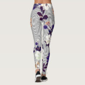 Frühlingsblumen Schwarzes Silhouette Muster Leggings (Rückseite)